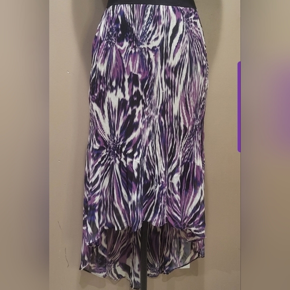 Worthington Vibrant Purple and Black High-Low Skirt - Picture 1 of 5